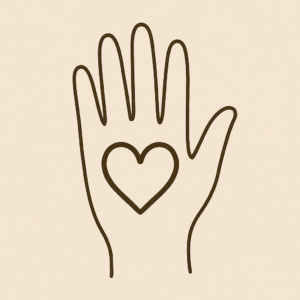 बच्चों के हाथों के लिए दिल के आकार का प्यारा मेहंदी डिज़ाइन।