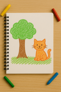 बच्चों के लिए पेड़ और प्राकृतिक दृश्य की ड्रॉइंग